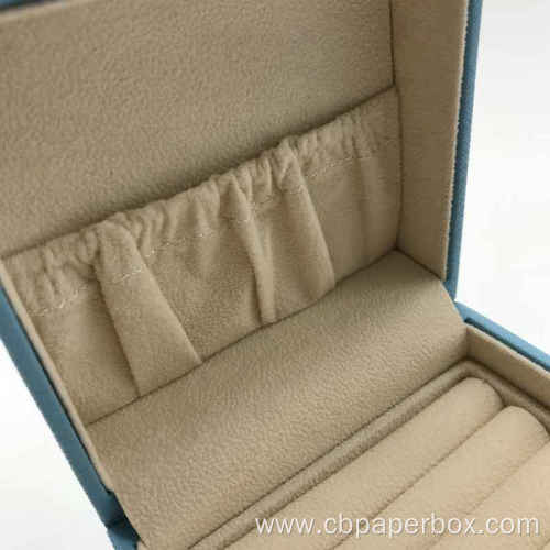 Blue PU Leather Box For Jewelry Set Packing